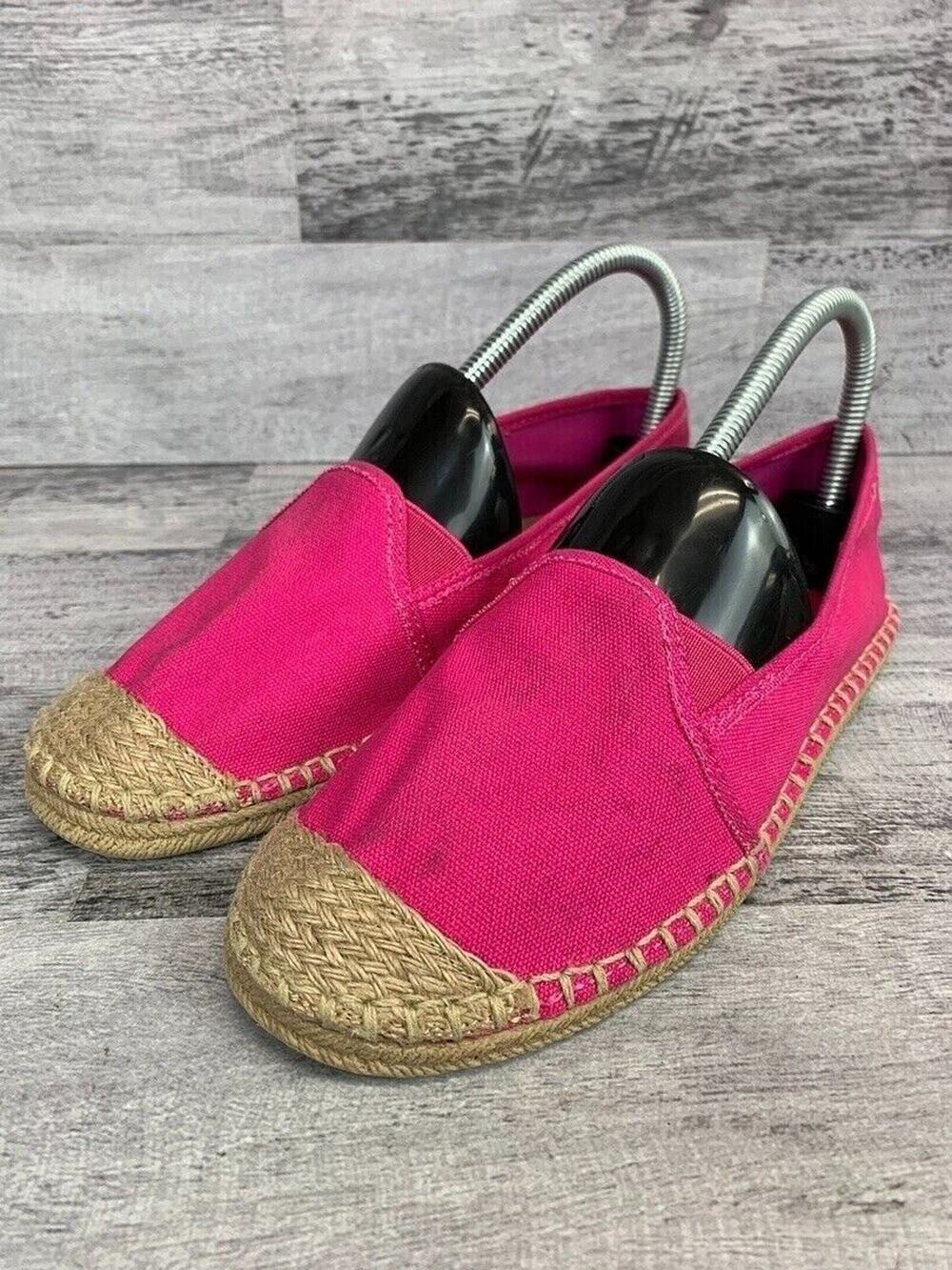 Mia Girls Size 5 Pink Canvas Espadrilles With Braided Jute Trim & Rubber Soles